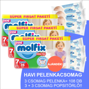 Molfix Havi pelenkacsomag Pants, 3+3 csomag sensitive popsitörlővel! (6-os) 19+ kg